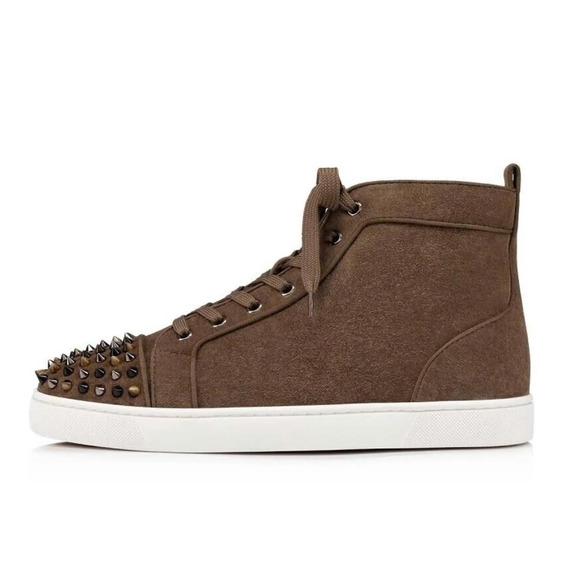 Lou Spikes Orlato High Top Sneakers In Rock Blue Veau  Christian Louboutin Mens Lou Spikes Orlato Flat Silex High Top Sneaker 43.5 10.5
